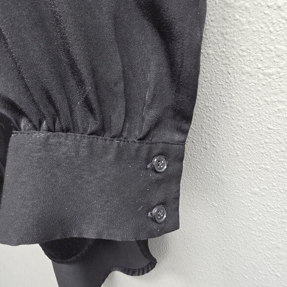 Express Shirt Womens XL Black Button Front Long Sleeve Tunic Pleated Shoulder - Picture 4 of 11